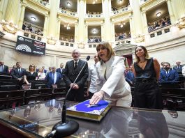 Juraron los nuevos senadores y Villaverde se mantuvo fuera del recinto