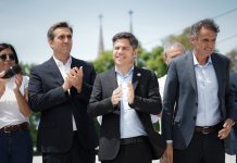 Kicillof inauguró un puente sobre el río Luján y volvió a cuestionar la falta de obra pública en PBA