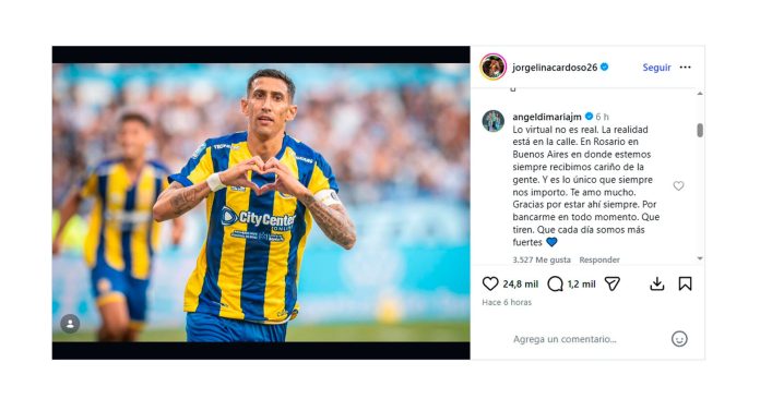 La respuesta de Ángel Di María y Jorgelina Cardoso tras los silbidos de los hinchas de Racing: “La única verdad es la que vivís en la calle”